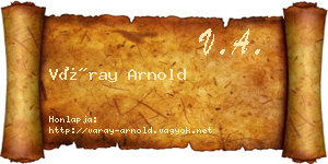 Váray Arnold névjegykártya